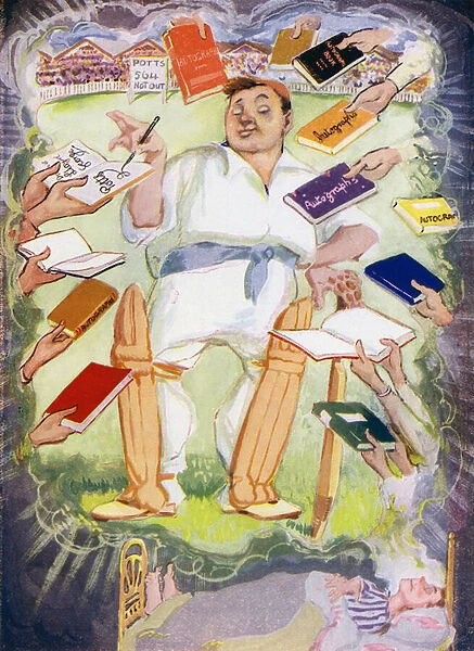 The dream of Potts Minor before the school cricket match (colour litho)