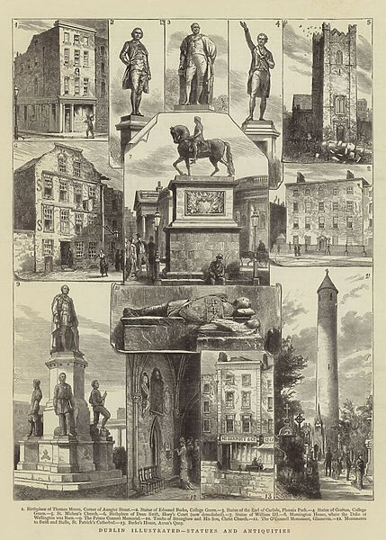 Dublin Illustrated, Statues and Antiquities (engraving)