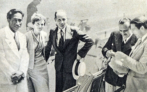 Duke Kahanamoku, Amelia Earhart, Paavo Nurmi, Douglas Fairbanks and Arthur Jonath at the Olympic Games, LA, 1932 (photo)