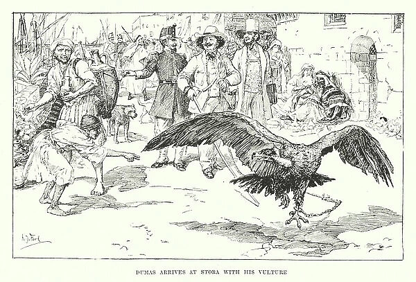 Dumas arrives at Stora with his vultures (engraving)