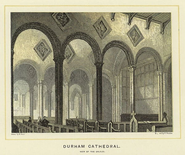 Durham Cathedral, view of the Galilee (colour litho)