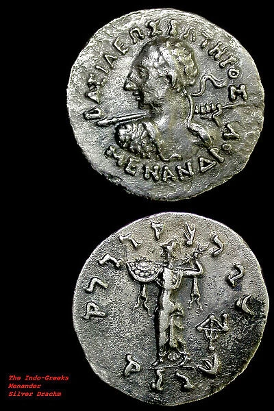 dynasty of indo greek menander 2 coins India