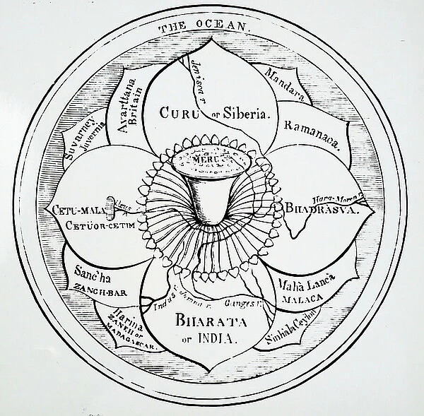 An early depicting of the Hindu system of the universe