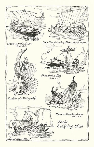Early Seagoing Ships (litho)