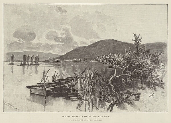 The Earthquake in Japan, Otsu, Lake Biwa (engraving)