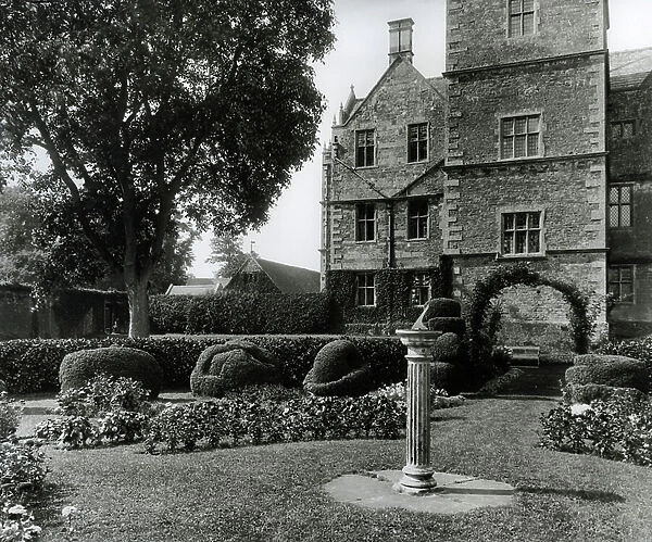 The eastern side of the house, seen from the box garden, Chastleton House, from The English Manor House (b / w photo)