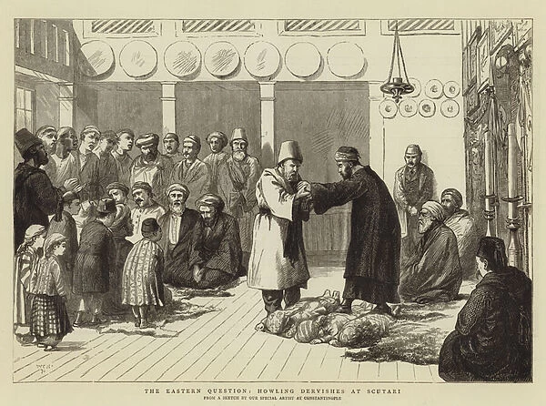 The Eastern Question, Howling Dervishes at Scutari (engraving)