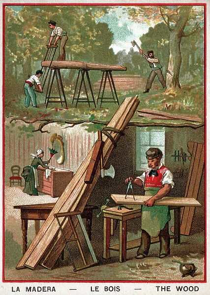Economy. The wood, woodcutters, carpenters..., c.1900 (chromo)