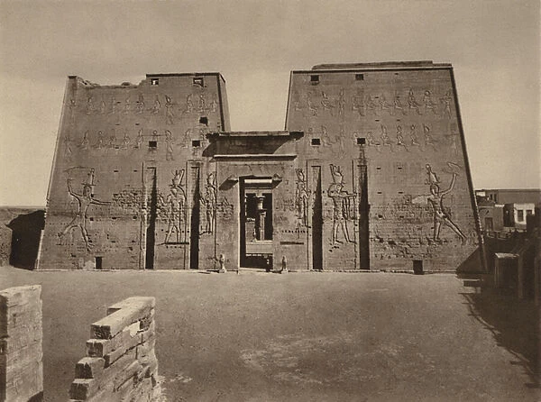 Edfu, General View of the Complete Pylon in Egypt (b  /  w photo)