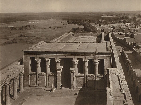 Edfu, General View of the Temple of Horus (b  /  w photo)