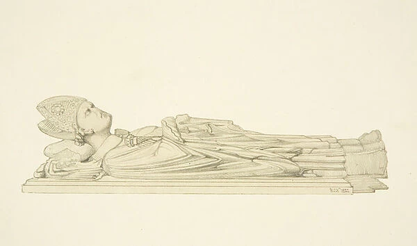 Effigy of Abbot Knowles, in Bristol Cathedral (pencil & w  /  c on paper)