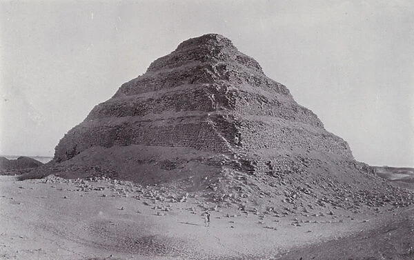 Egypt: The Step Pyramid at Sakkara (b  /  w photo)