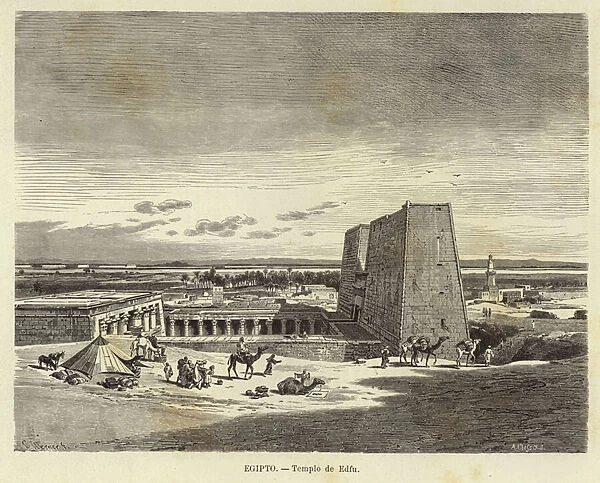 Egypt - Temple of Edfu (engraving)