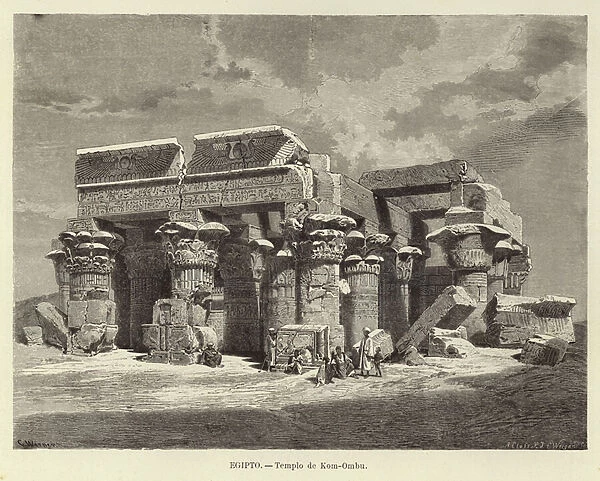 Egypt - Temple of Kom Ombo (engraving)
