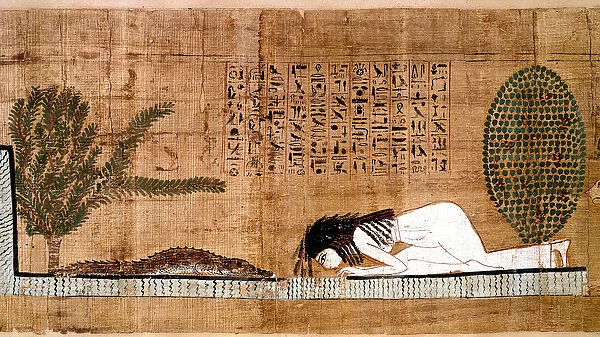 Egyptian antiquite: a defunct representative worshipping the crocodile