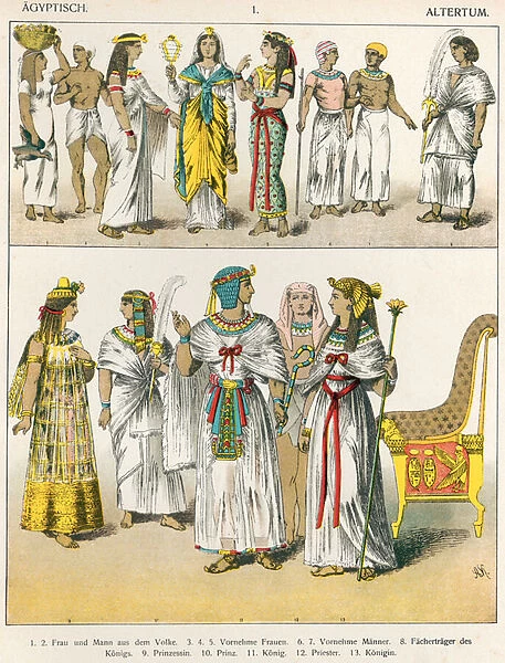 Egyptian Dress, from Trachten der Voelker, 1864 (colour litho)