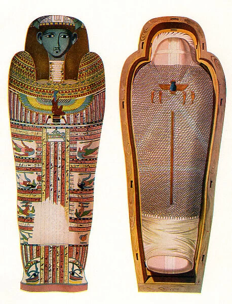 Egyptian Mummy and Sarcophagus, 1907 (lithograph)