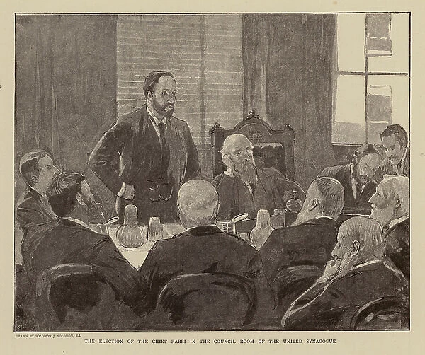 The election of the Chief Rabbi in the Council Room of the United Synagogue (engraving)