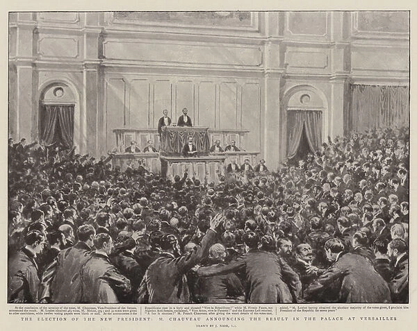 The Election of the New President, M Chauveau announcing the Result in the Palace at Versailles (litho)