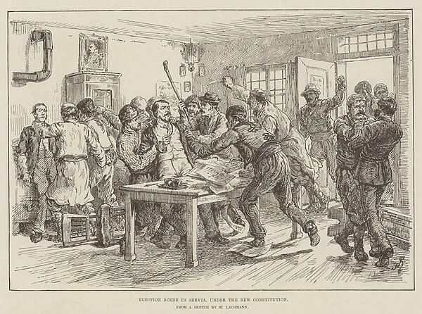 Election Scene in Servia, under the New Constitution (engraving)