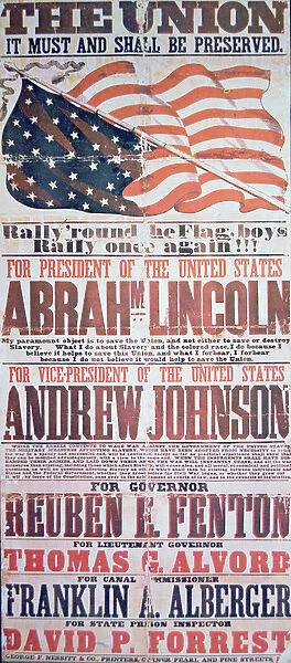 Electoral campaign poster for Abraham Lincoln (1809-65) for President and Andrew Johnson