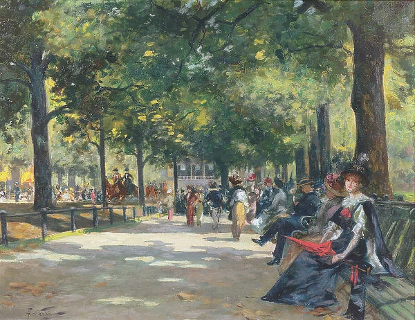 Elegant Figures, Rotten Row, Hyde Park, London (oil on canvas)