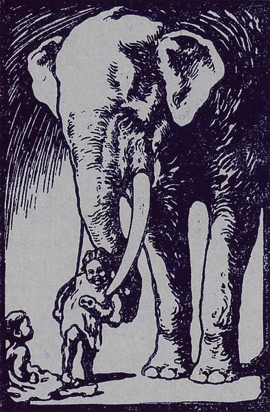 Elephant and child (litho)