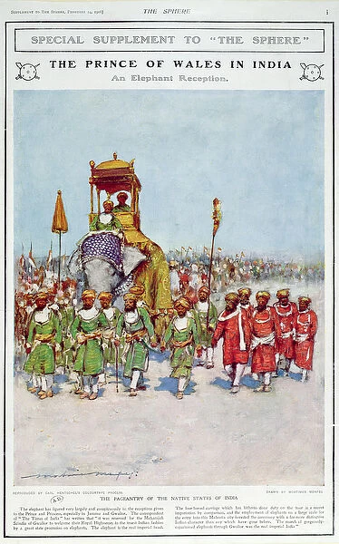 An Elephant Reception for the Prince of Wales, illustration from The Sphere
