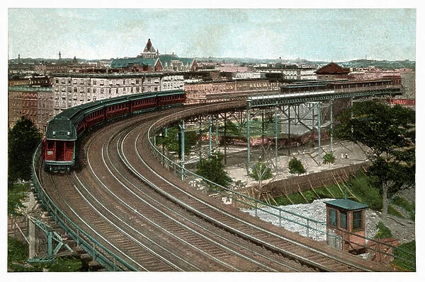 Elevated railway, New York, c.1910-20 (print)