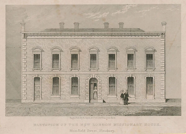 Elevation of the new London Missionary House, Blomfield Street, Finsbury (engraving)