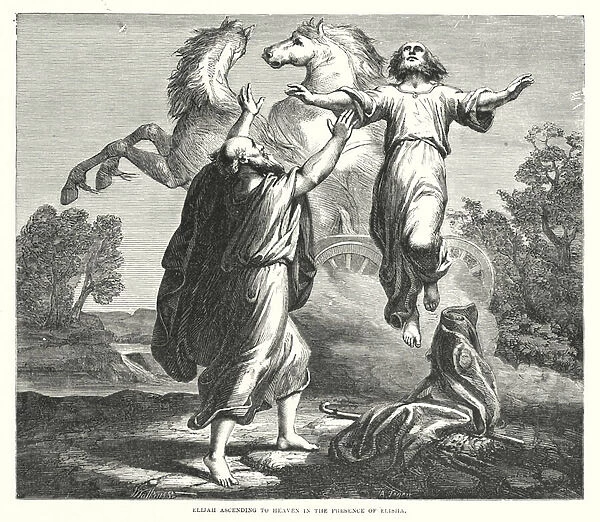 Elijah ascending to Heaven in the Presence of Elisha (engraving)