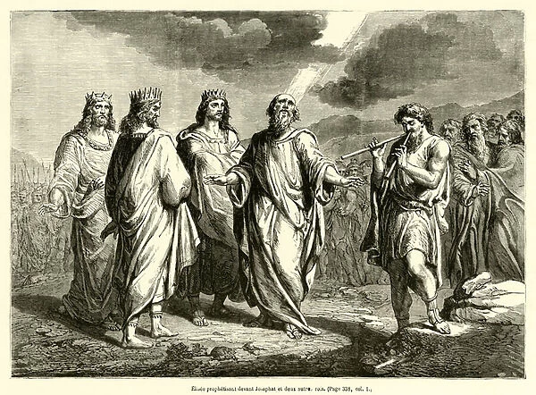 Elisee prophetisant devant Josaphat et deux autre rois (engraving)