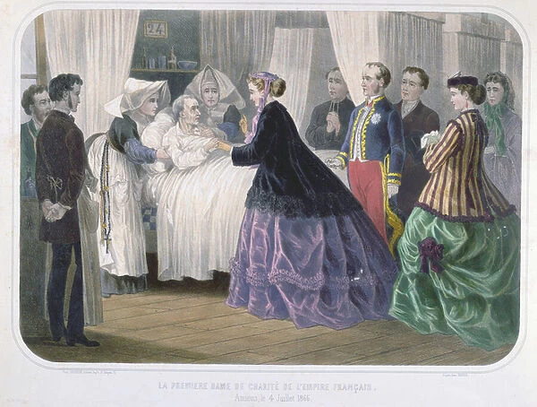 The Empress Eugenie (1829-1920) visiting the cholera victims in Amiens on the 4th July