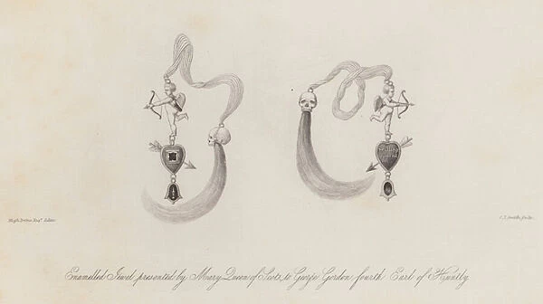 Enamelled jewel presented by Mary, Queen of Scots to George Gordon, 4th Earl of Huntly (engraving)