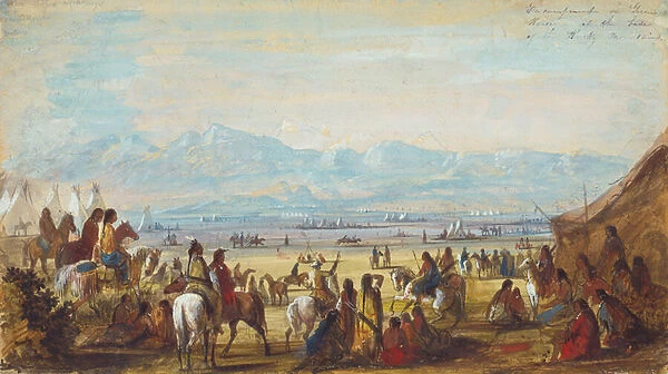 Encampment on Green River at the Base of Rocky Mountains, c. 1837 (pencil, w  /  c and gouache on paper)