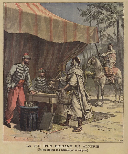The end of a brigand in Algeria (colour litho)