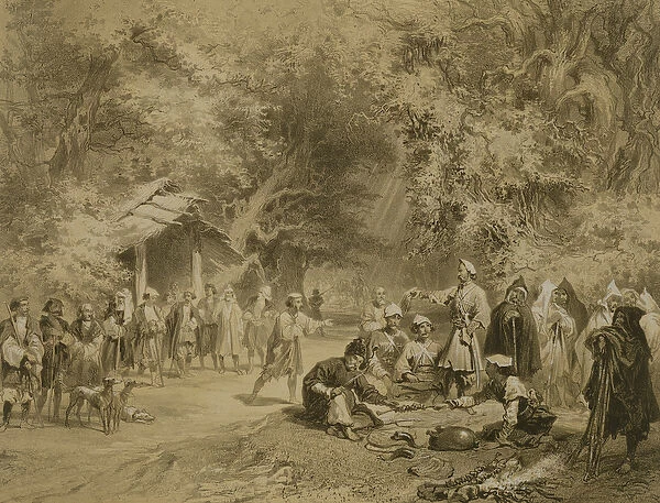 End of the Hunt, Mingrelia, plate 6 from a book on the Caucasus