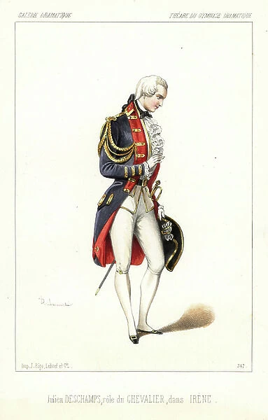 English actor Julien Deschamps as the Chevalier de Montaran in Irene or Le Magnetisme by Eugene Scribe and Lockroy, Theatre du Gymnasium Dramatique, 1847