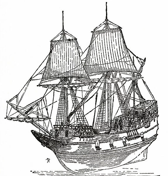 An English Merchantman of around 1620. From The Romance of the Merchant Ship, published 1931