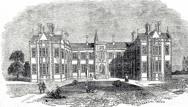 An engraving depicting Brompton Hospital, Fulham, London, 19th century