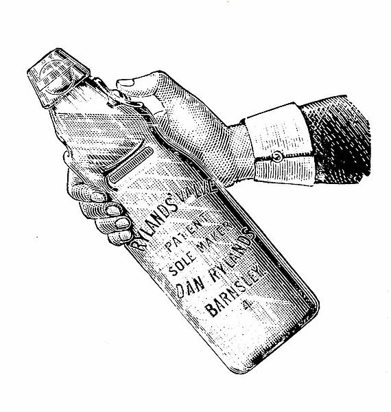 An engraving depicting a codd-neck bottle, 19th century