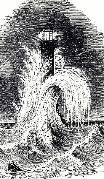 An engraving depicting the fourth Eddystone lighthouse, built by John Smeaton (1724-1792) a British civil engineer, 19th century