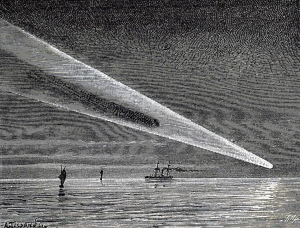 Engraving depicting the Great Comet of 1882 seen from the R'o de la Plata. Dated 19th Century