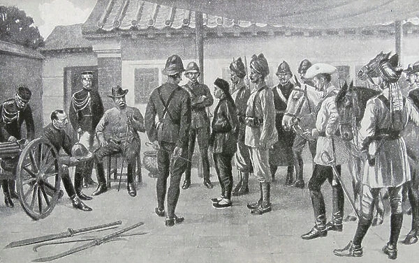 Engraving depicting an incident during the Boxer rising, 1898-1901 (engraving)
