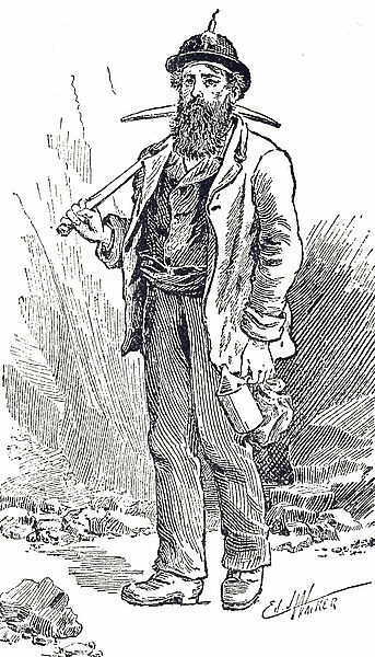 Engraving depicting a lead miner from Durham going to work