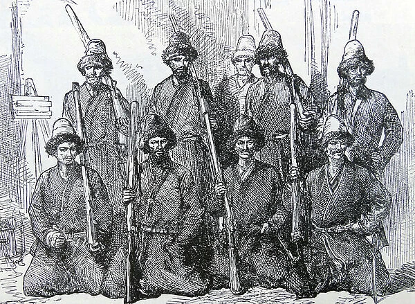 Engraving depicting the Native Guard of Honour at the Palace in Kashgar