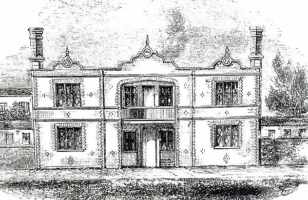Engraving depicting Prince Albert's model dwelling for the labouring classes, designed for four families