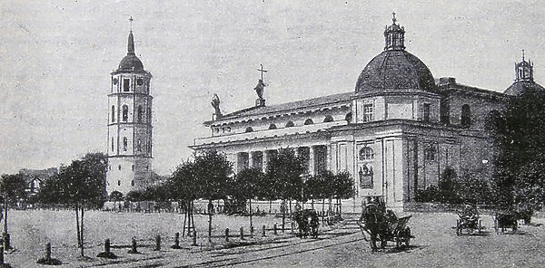 Engraving depicting the Roman Catholic Cathedral of Wilna