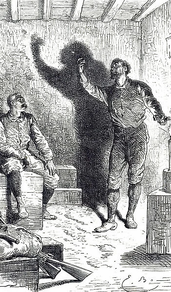 An engraving depicting shadow pictures, 19th century