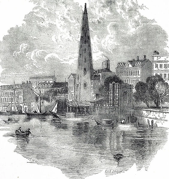 Engraving depicting the waterworks of York during the late 18th century, 19th century